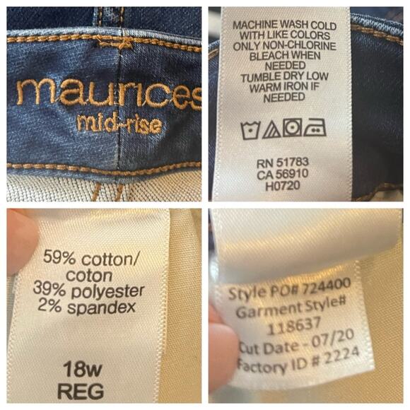 Maurices Jeans Mid Rise Skinny Ankle Dark Wash Dark Wash Women’s Plus Size 18W - Picture 5 of 6